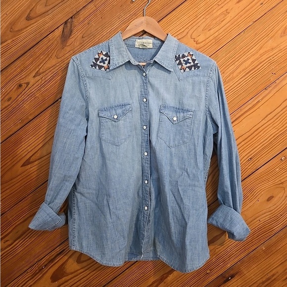 Ralph Lauren Beaded Denim Snap Western Shirt - Picture 1 of 11